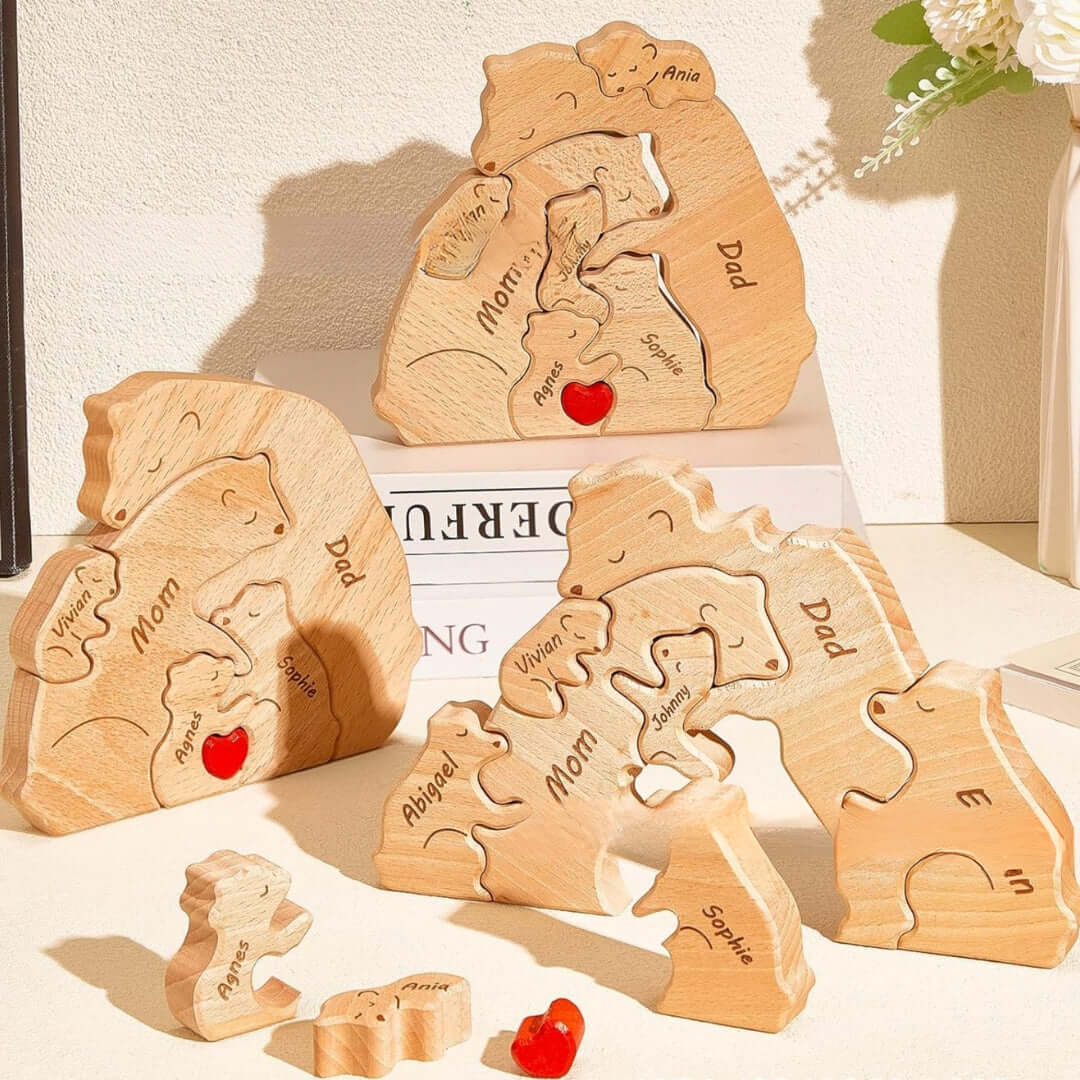 Wooden Bear Family Custom Name Puzzle Gift