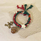 Gingerbread Snowman Charm Cute Woven Braided Xmas Bracelet