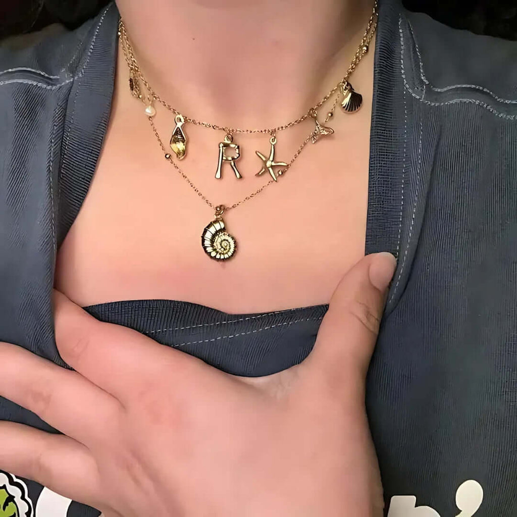 Summer Alphabet Starfish Charm Necklace