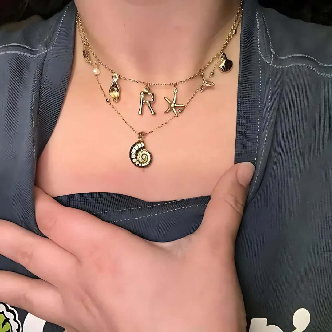 Summer Alphabet Starfish Charm Necklace