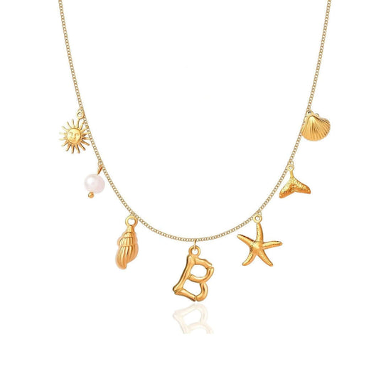 Summer Alphabet Starfish Charm Necklace