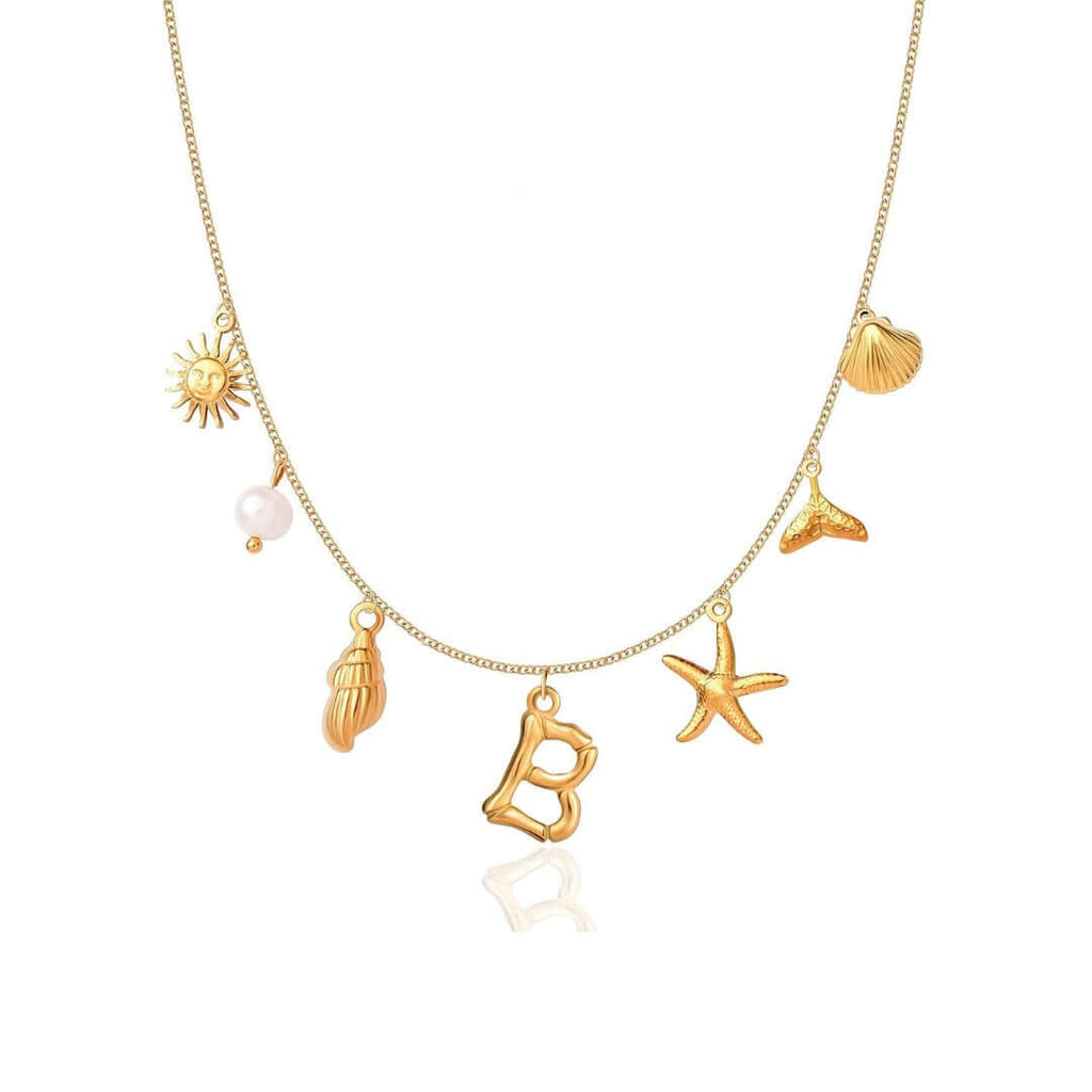 Summer Alphabet Starfish Charm Necklace