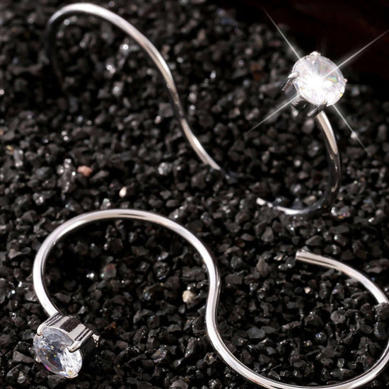 Solitaire Two Fingers Spiral Ring Silver
