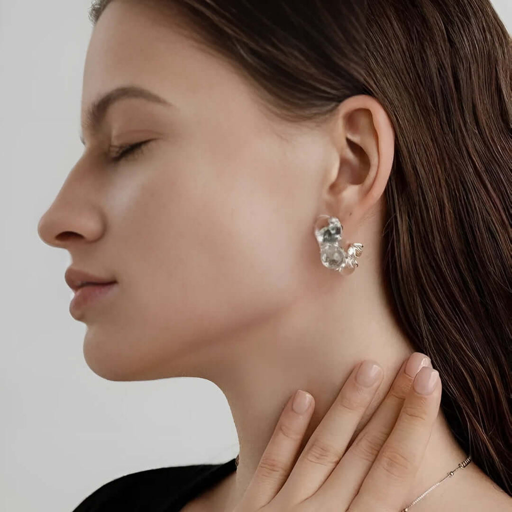 Ice Dew C Hoop Transparent Earrings