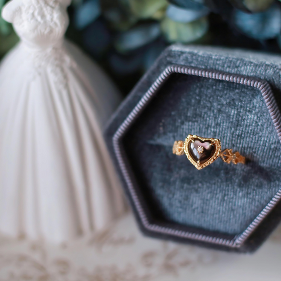 14K Gold Plated Vintage Heart Paua Shell Ring