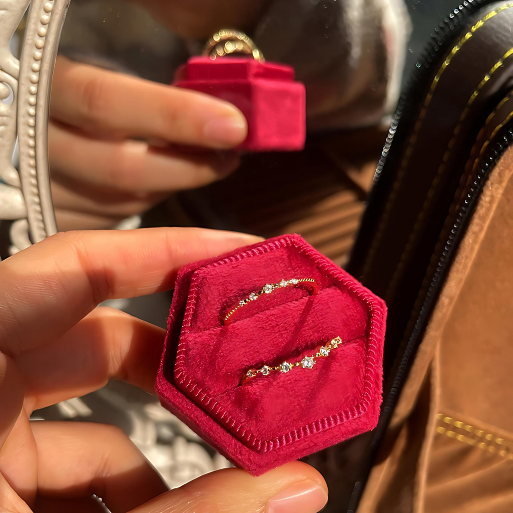 Gold Curved Eternity Stackable V Ring