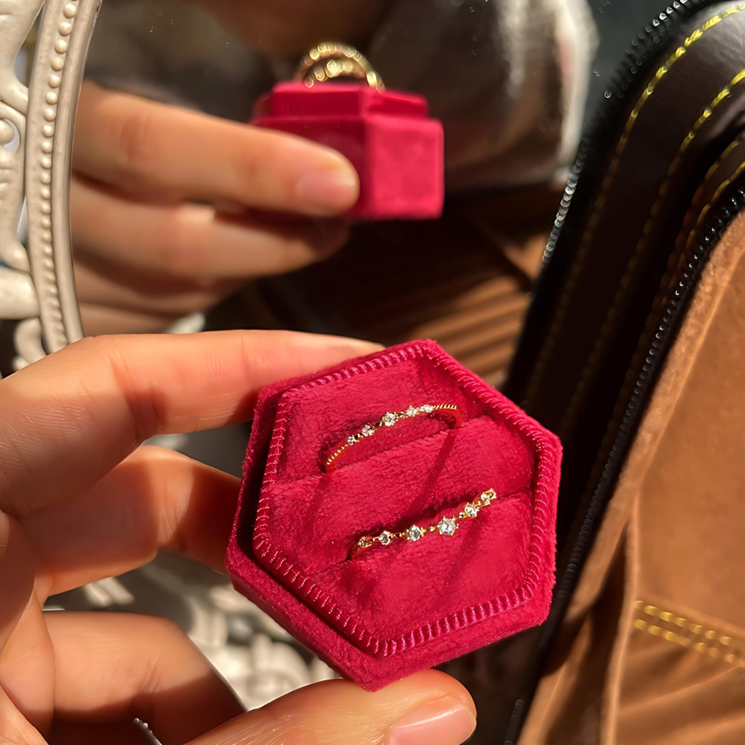 Gold Curved Eternity Stackable V Ring