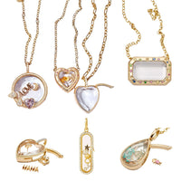 DIY Heart Gold Locket Necklace with Charms