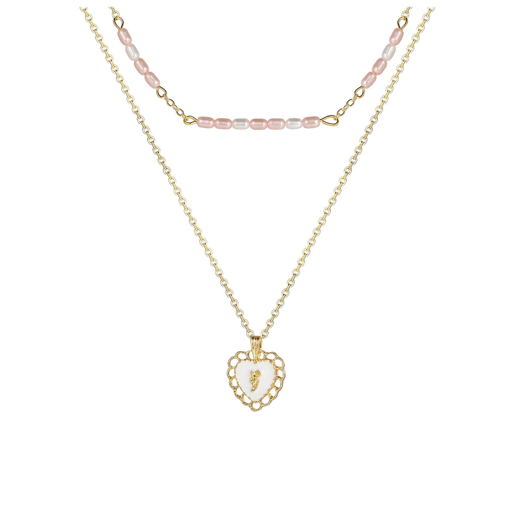 Minimal Pearl Heart Layering Pendant Necklace