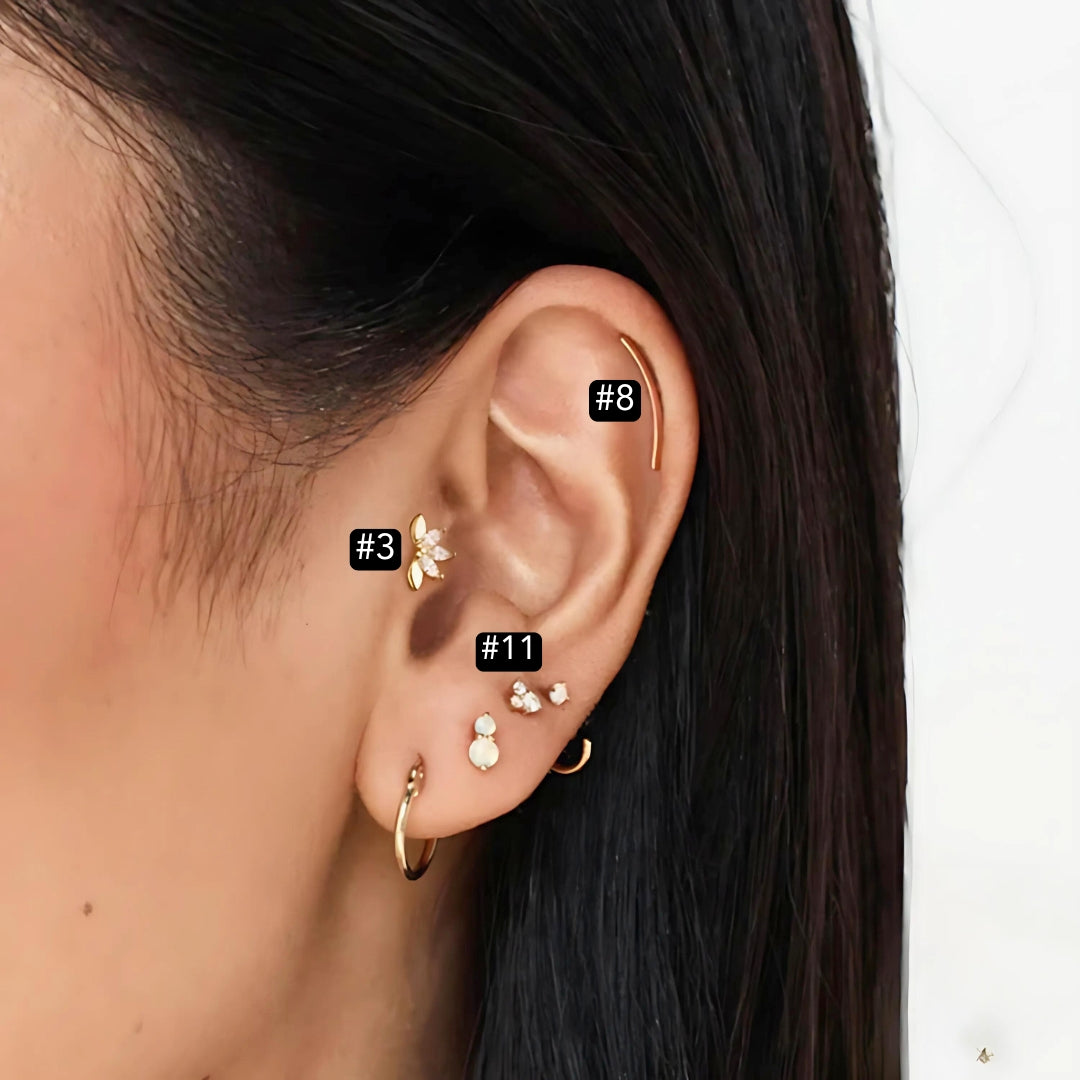16G Evil Eye Hamsha Flat Back Tragus Daith Earrings