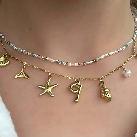 Summer Alphabet Starfish Charm Necklace