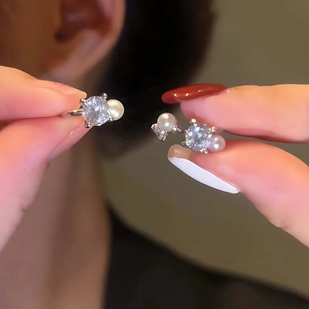 Cool Pearl Layering Non Pierced Earrings Ear Cuff Set