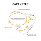 Pearl Heart Slave Ring Bracelet