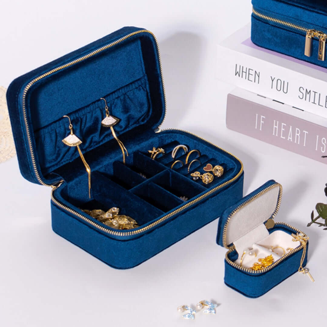 Portable Velvet Jewelry Organizer Box