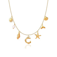 Summer Alphabet Starfish Charm Necklace