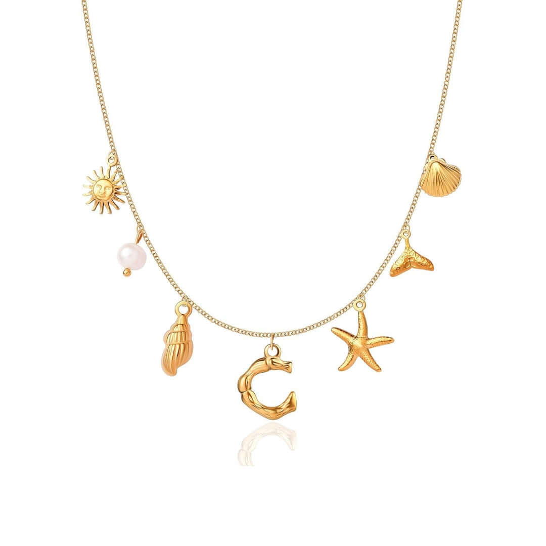 Summer Alphabet Starfish Charm Necklace