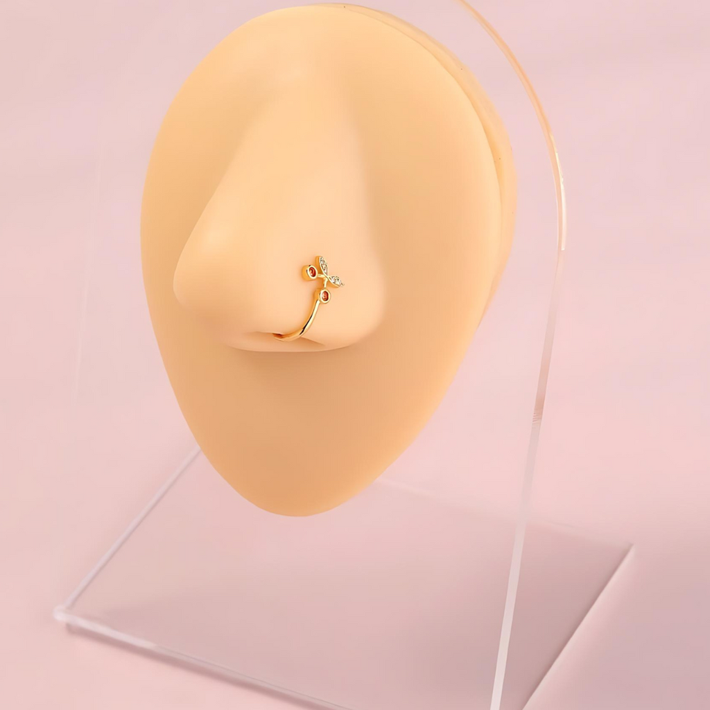18K Rose Gold Cherry No Piercing Fake Nose Ring