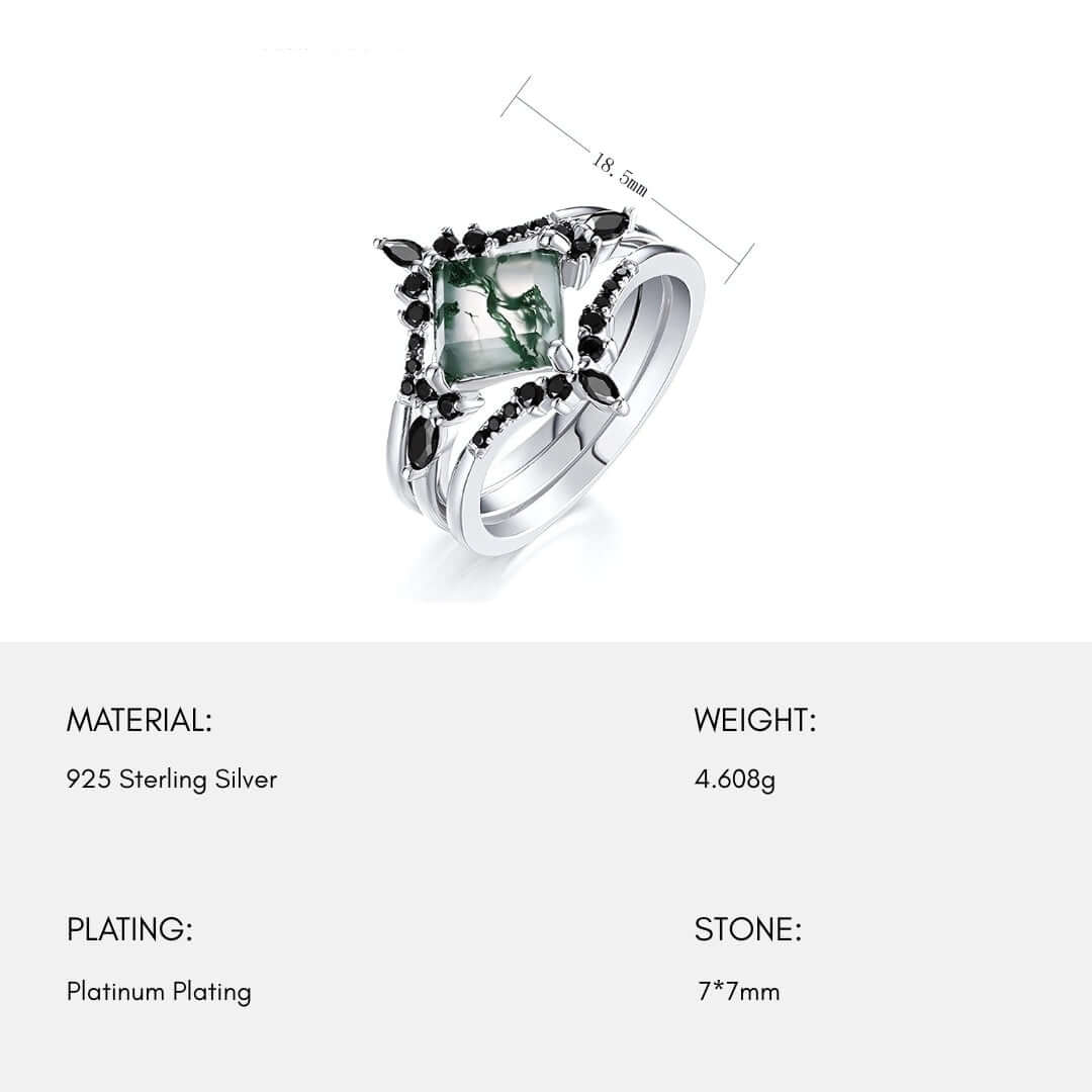 Multiwear Moss Agate Stacking Ring Set