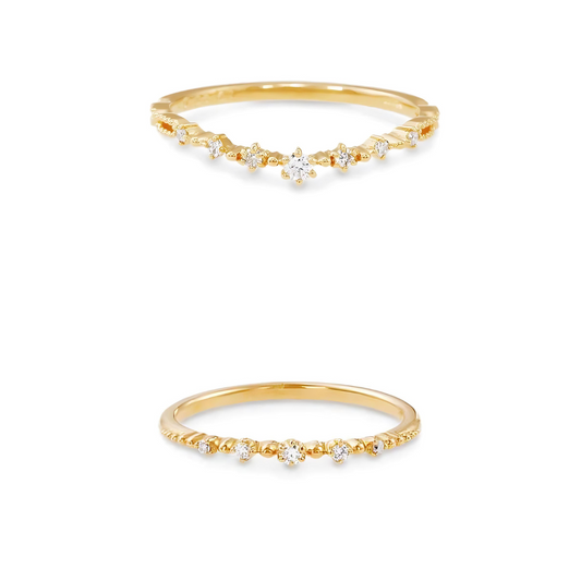 Gold Curved Eternity Stackable V Ring