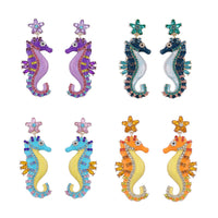 Sparkly Seahorse Summer Ocean Earrings