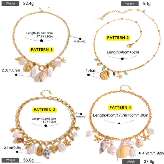 Conch Shell Starfish Charm Boho Necklace