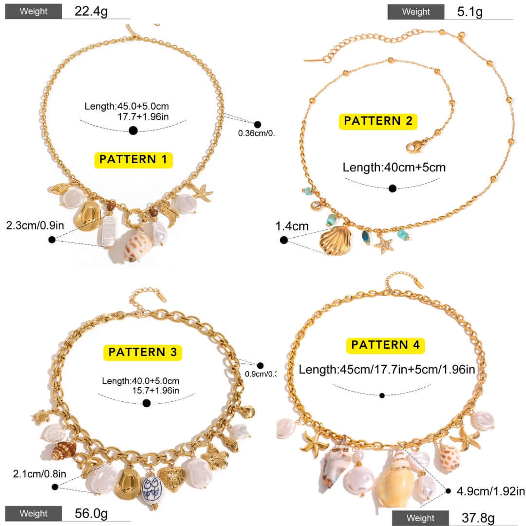 Conch Shell Starfish Charm Boho Necklace