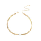 Wheat Leaf Pearl Choker Chevron Necklace