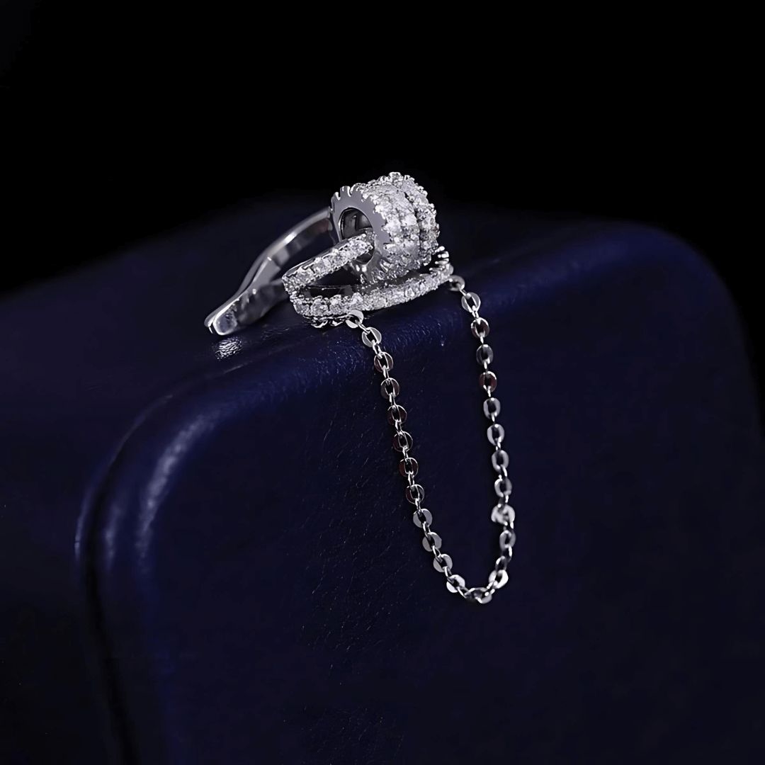 Gold Circle Layering Non Piercing Tassel Clip Ear Cuff | R2038