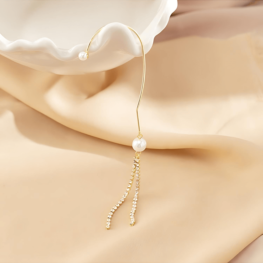 Pearl Tassel Fringe Ear Wrap Climber Crawler Earrings