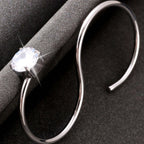 Solitaire Two Fingers Spiral Ring Silver