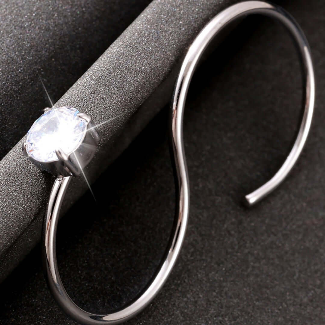 Solitaire Two Fingers Spiral Ring Silver