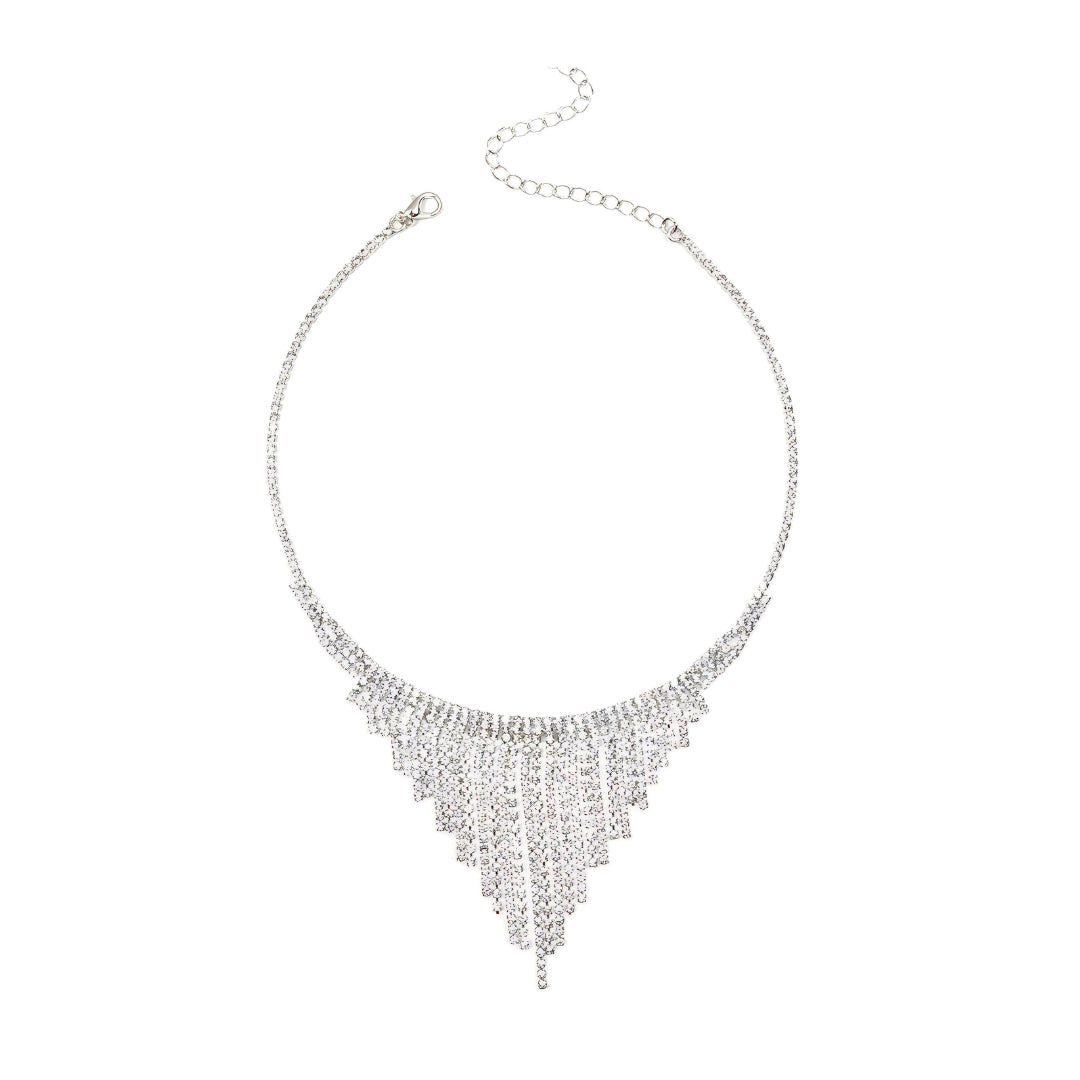 Sparkly Zircon Tassel Waterfall Dinner Tassel Necklace