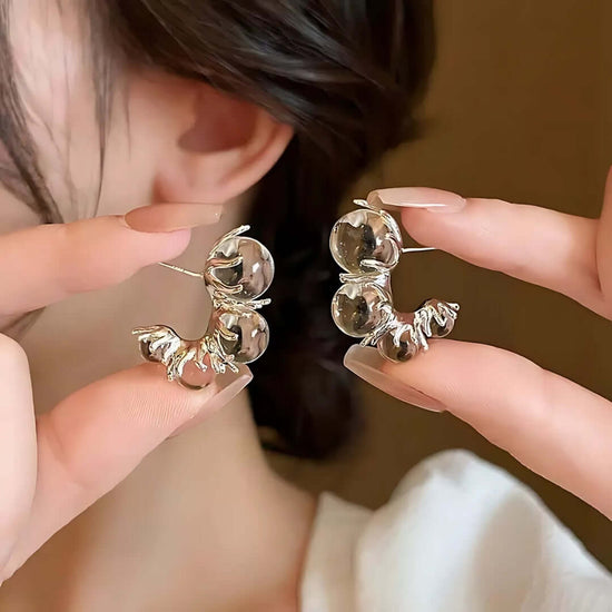 Ice Dew C Hoop Transparent Earrings