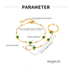 Green Heart Ring Chain Bracelet