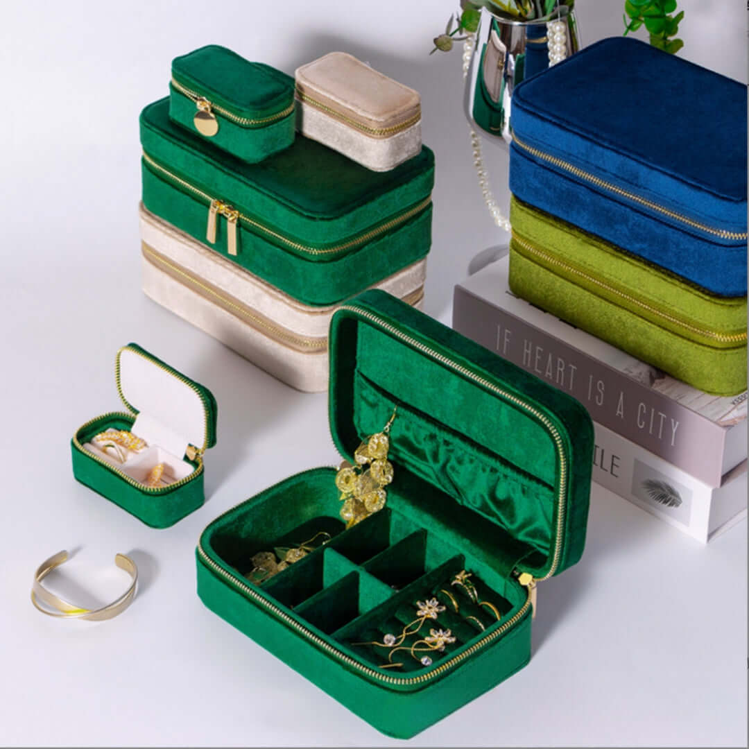 Portable Velvet Jewelry Organizer Box