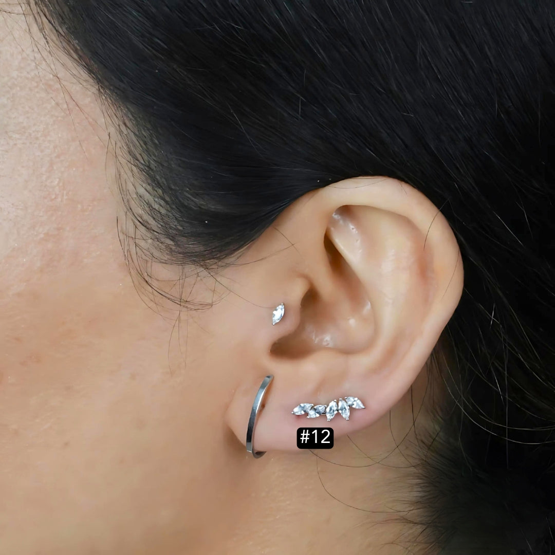 16G Evil Eye Hamsha Flat Back Tragus Daith Earrings