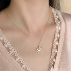 18K Gold Plated Ginkgo Leaf Zircon Chain Necklace