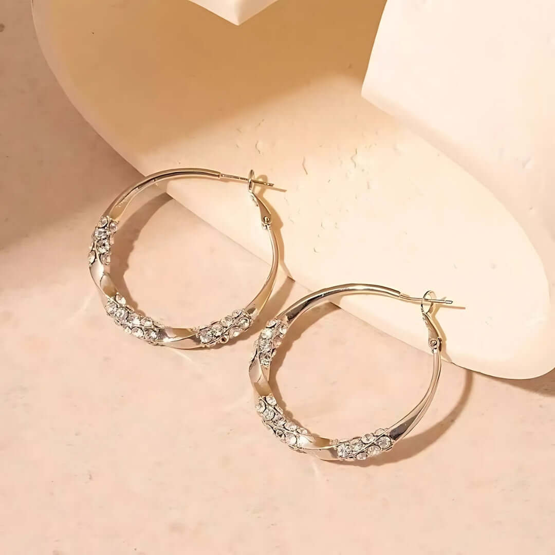 Sparkle Diamond Large Hoop Earrings