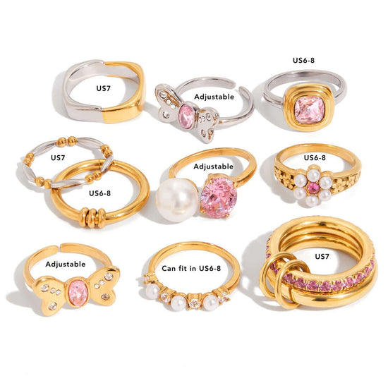 Fairy Pink Bow CZ Pearl Ring 
