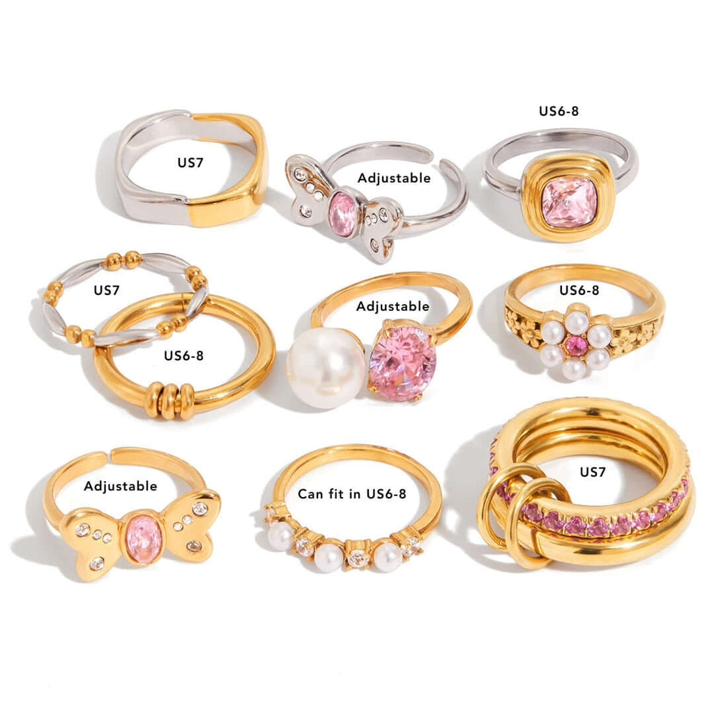 Fairy Pink Bow CZ Pearl Ring 