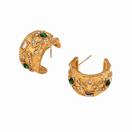 18K Gold Evil Turkish Eye Huggies Hoop Earrings 