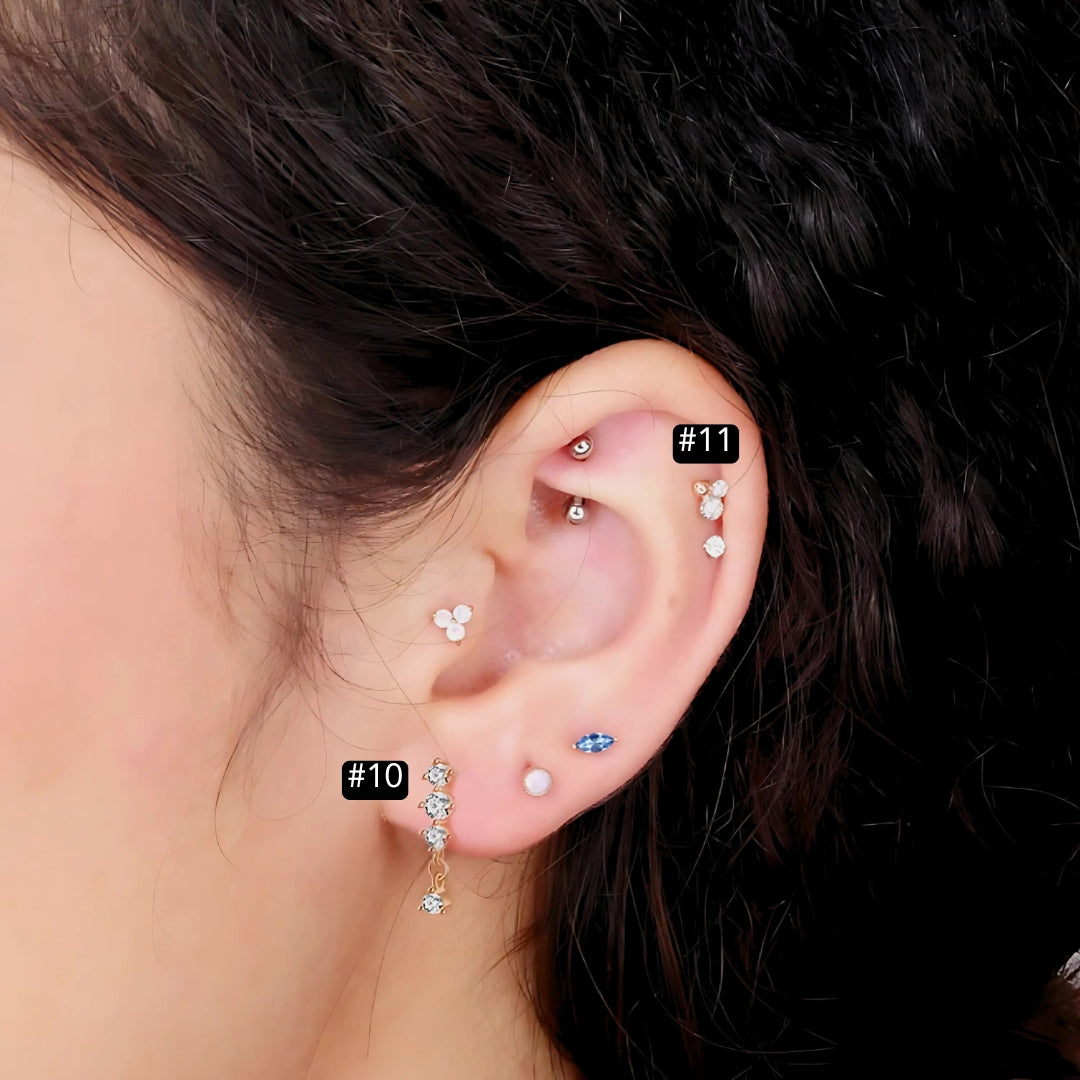 16G Evil Eye Hamsha Flat Back Tragus Daith Earrings