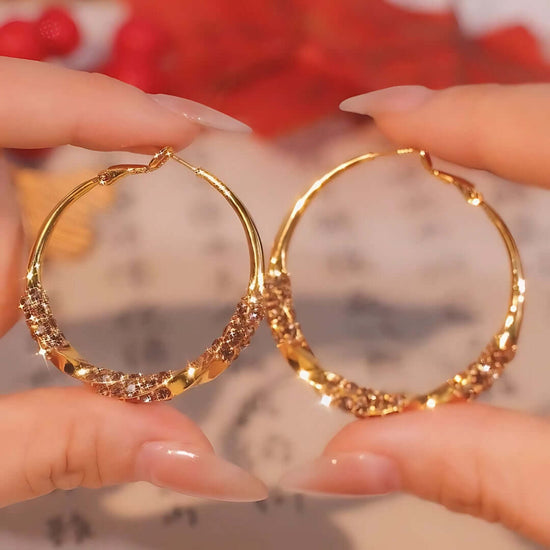 Sparkle Diamond Large Hoop Earrings