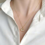 18K Gold Plated Ginkgo Leaf Zircon Chain Necklace