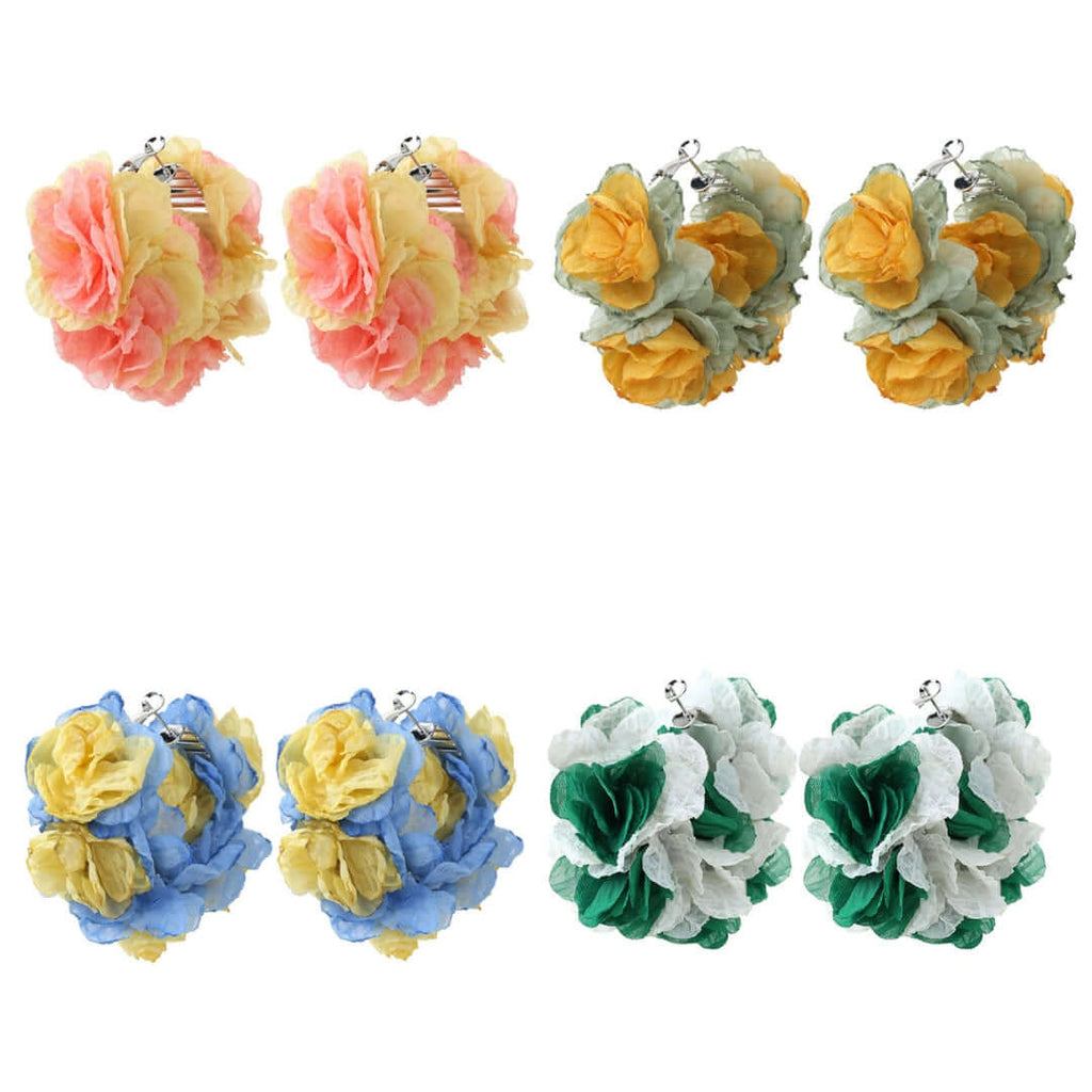 Large Fabric Flower Hoop Earrings