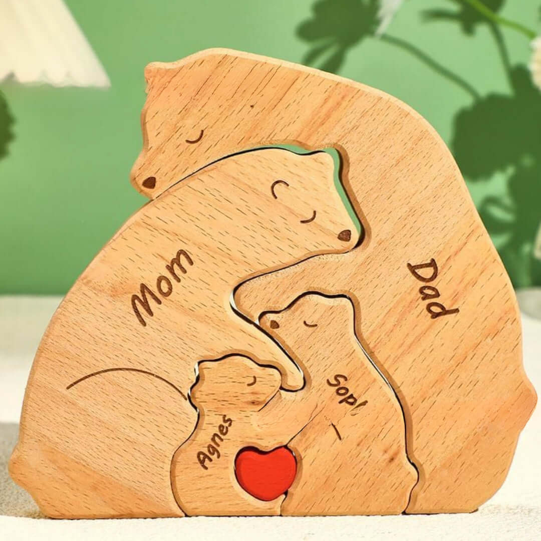 Wooden Bear Family Custom Name Puzzle Gift