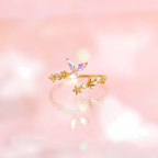 Sweet CZ Romance Butterfly Open Split Ring 