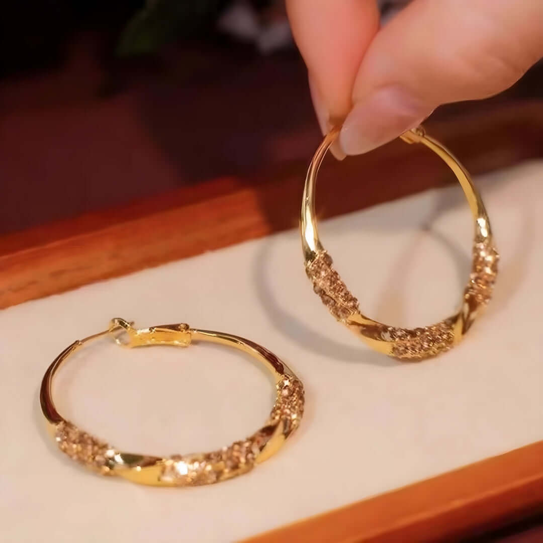 Sparkle Diamond Large Hoop Earrings