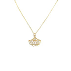 18K Gold Plated Ginkgo Leaf Zircon Chain Necklace