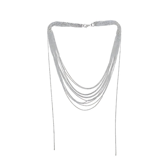 Multistrand Silver Tassel Chain Necklace